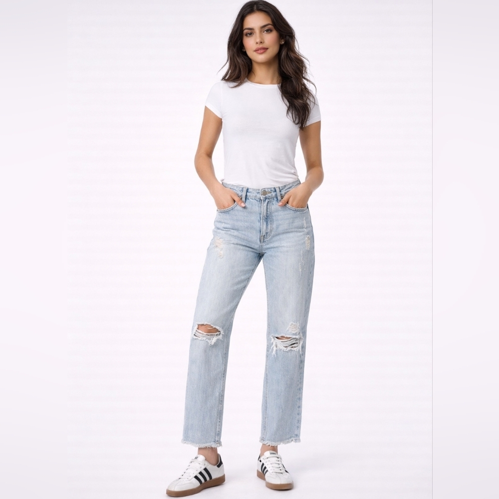 Boyish The Tommy High Rise Straight Leg Distressed Jeans Size 25